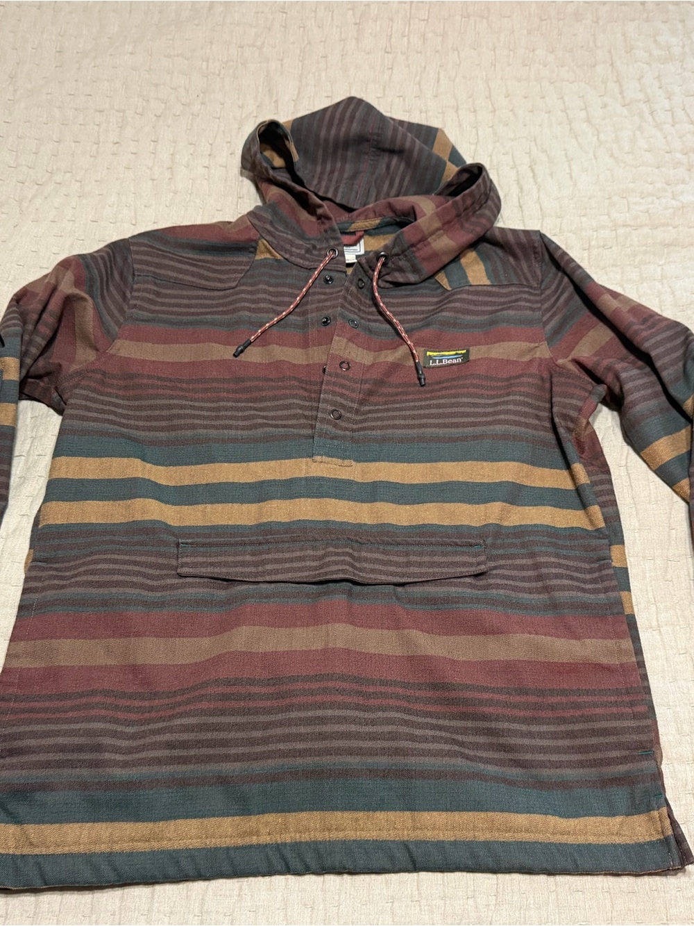 LL Bean Katahdin Performance Flannel Anorak Pullover Sweatshirt Hoodie Medium